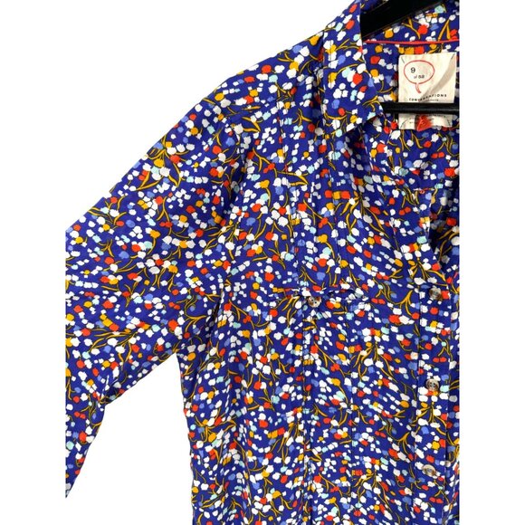 Anthropologie Conversations floral blouse colorful retro sz 12 - Picture 4 of 9